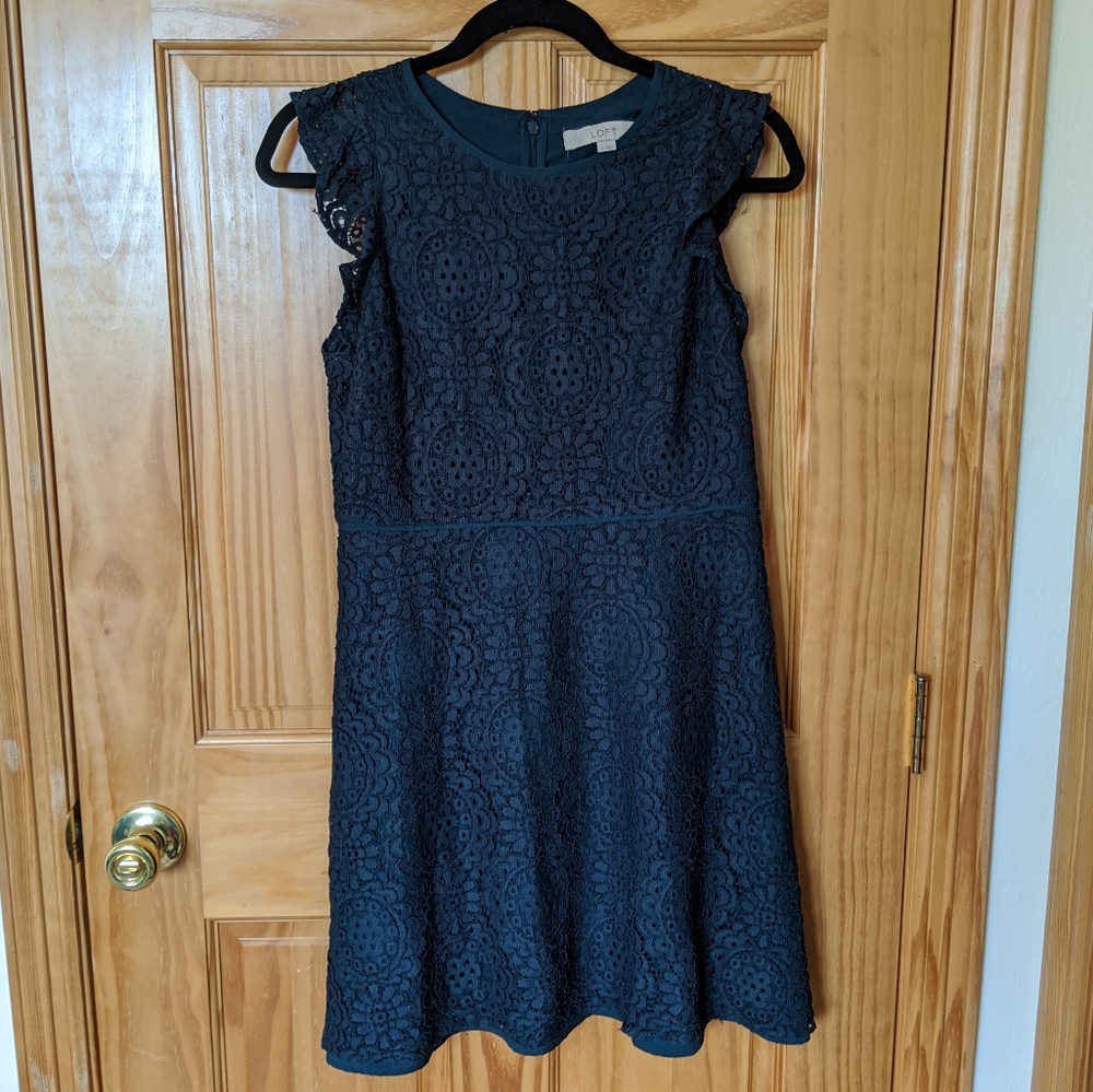LOFT Dark Teal Lace Dress